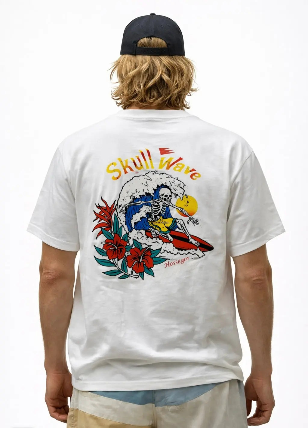 Skullwave Store T-shirt Surf Homme Blanc Hossegor Sunshine | Édition Limitée – Skullwave