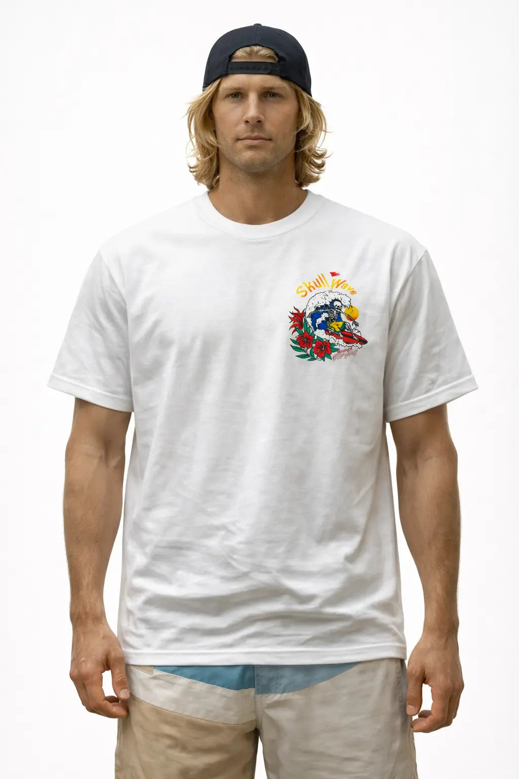 Skullwave Store T-shirt Surf Homme Blanc Hossegor Sunshine | Édition Limitée – Skullwave