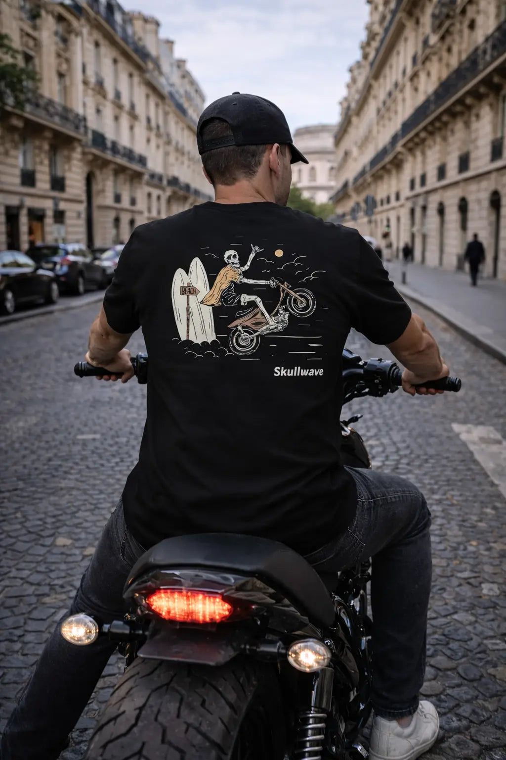 Skullwave Store Noir / S T-shirt Streetwear Homme Wheelie | Édition Limitée Hossegor – Skullwave