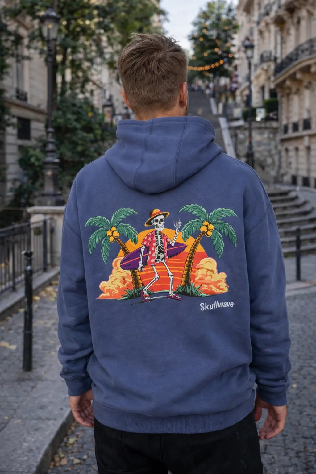 Skullwave Store Hoodie Surf Homme Palm Skull Hossegor | Sweat Capuche 420g – Skullwave
