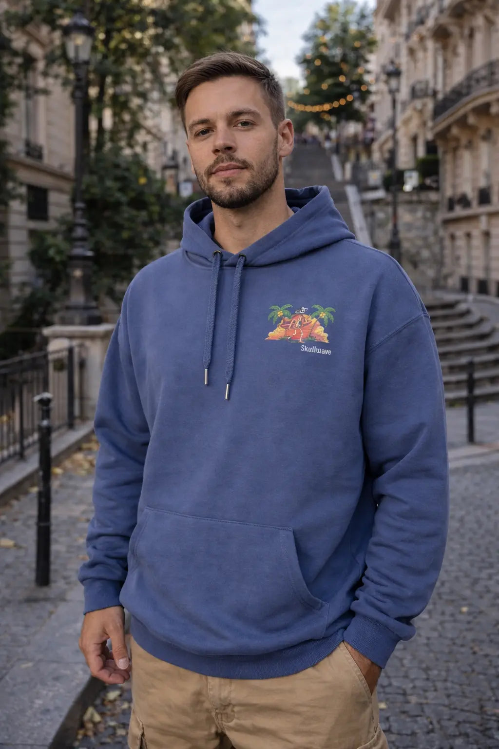 Skullwave Store Hoodie Surf Homme Palm Skull Hossegor | Sweat Capuche 420g – Skullwave