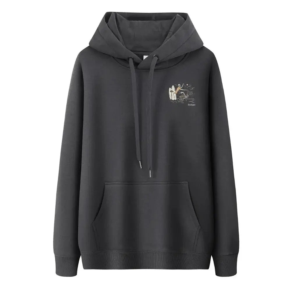 Skullwave Store Hoodie Moto Homme Wheelie Skull Hossegor | Sweat Capuche 420g – Skullwave