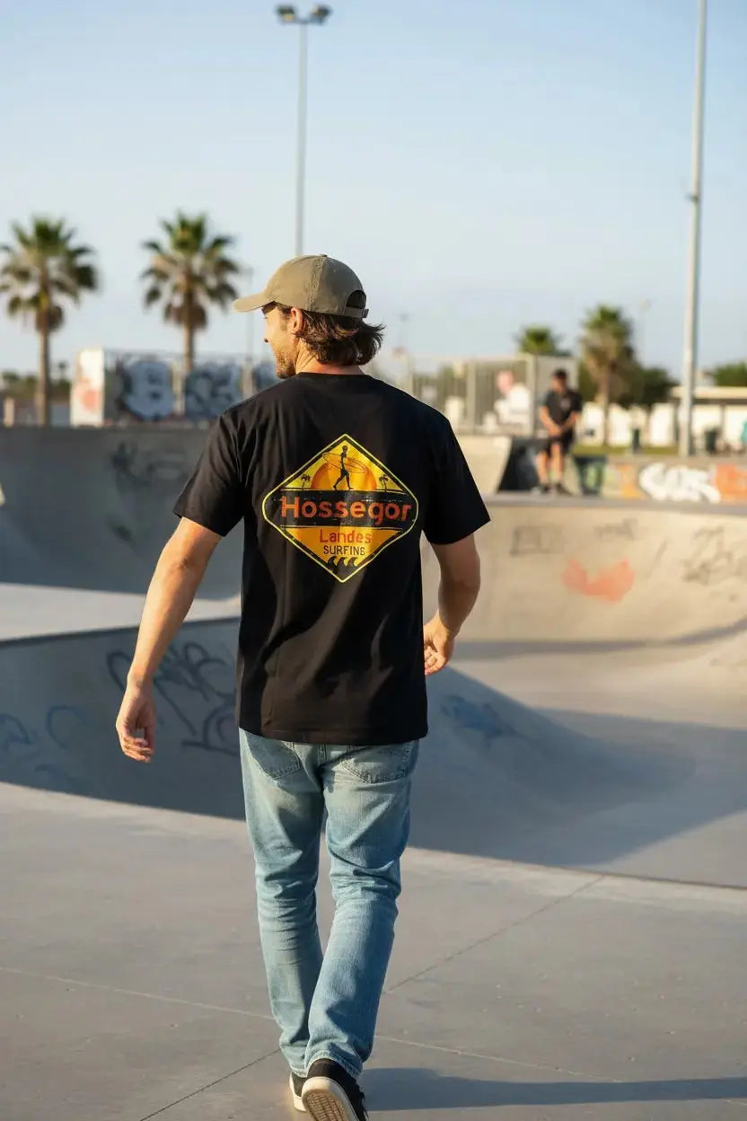 Skullwave Store Noir / S T-shirt Surf Homme Hossegor Landes | Édition Limitée – Skullwave