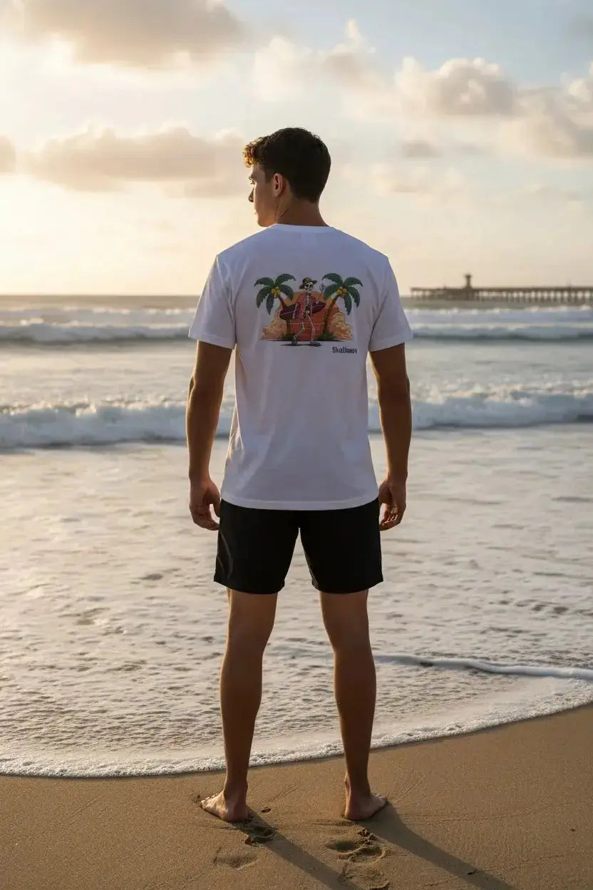 Skullwave Store Blanc / S T-shirt Surf Homme Palm Skull | Édition Limitée Hossegor – Skullwave