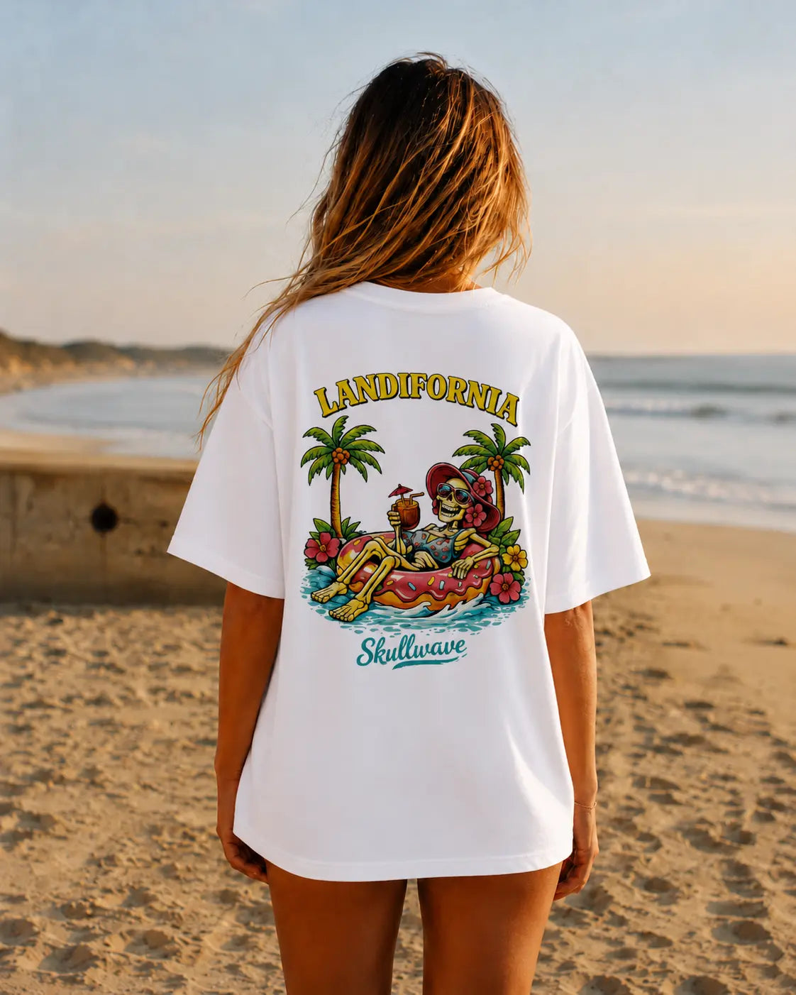 Skullwave Store T-shirt Oversize Femme T-shirt Femme Oversize Landifornia Tropical Blanc | Skullwave Hossegor