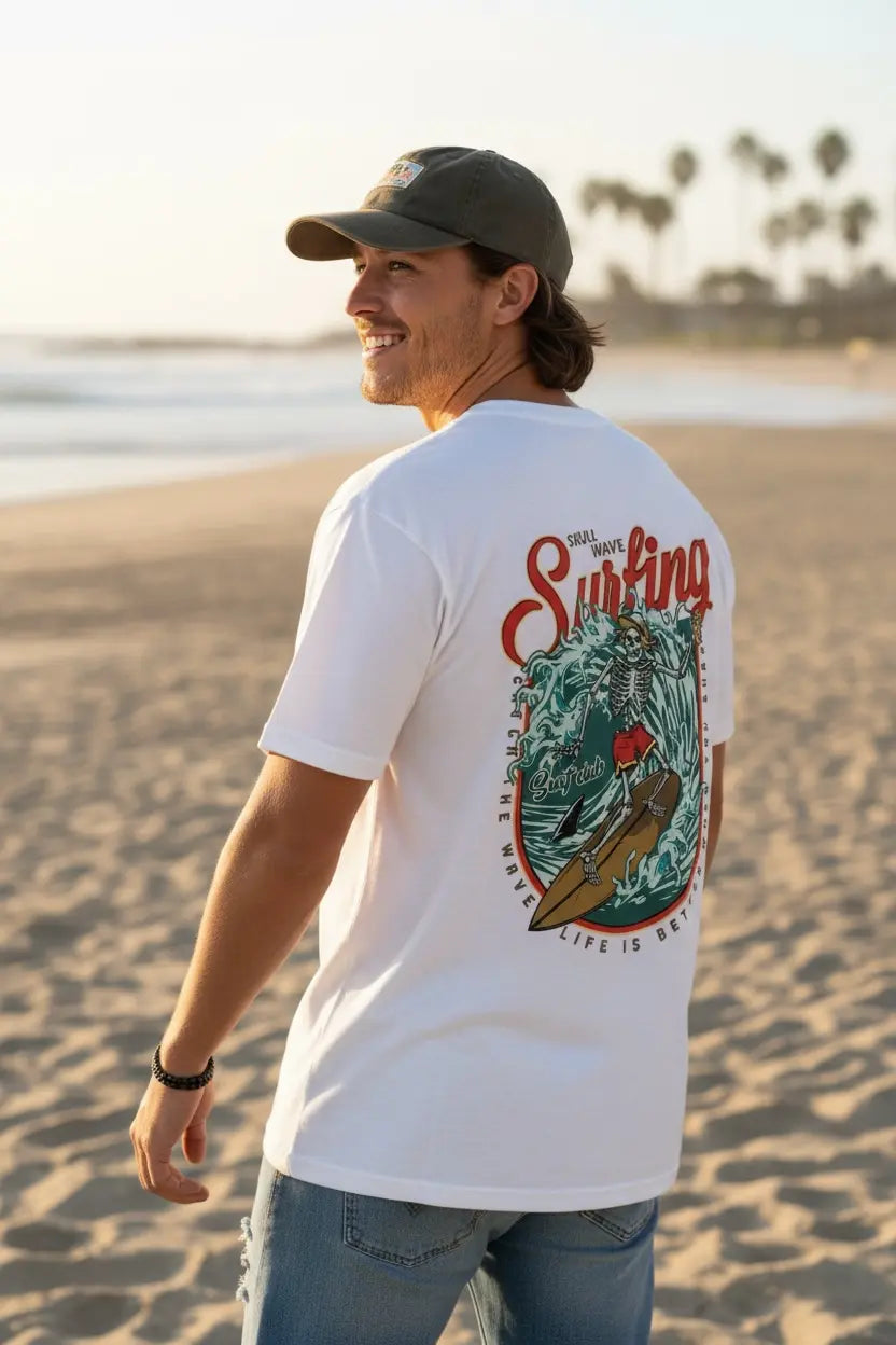 Skullwave Store Blanc / S T-shirt Surf Homme Redshort | Édition Limitée Hossegor – Skullwave