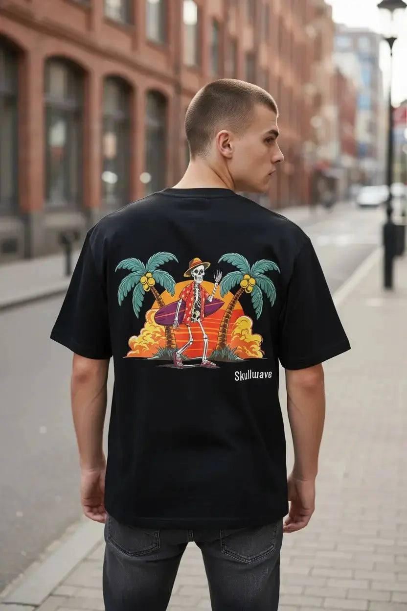 Skullwave Store Noir / S T-shirt Surf Homme Palm Skull | Édition Limitée Hossegor – Skullwave