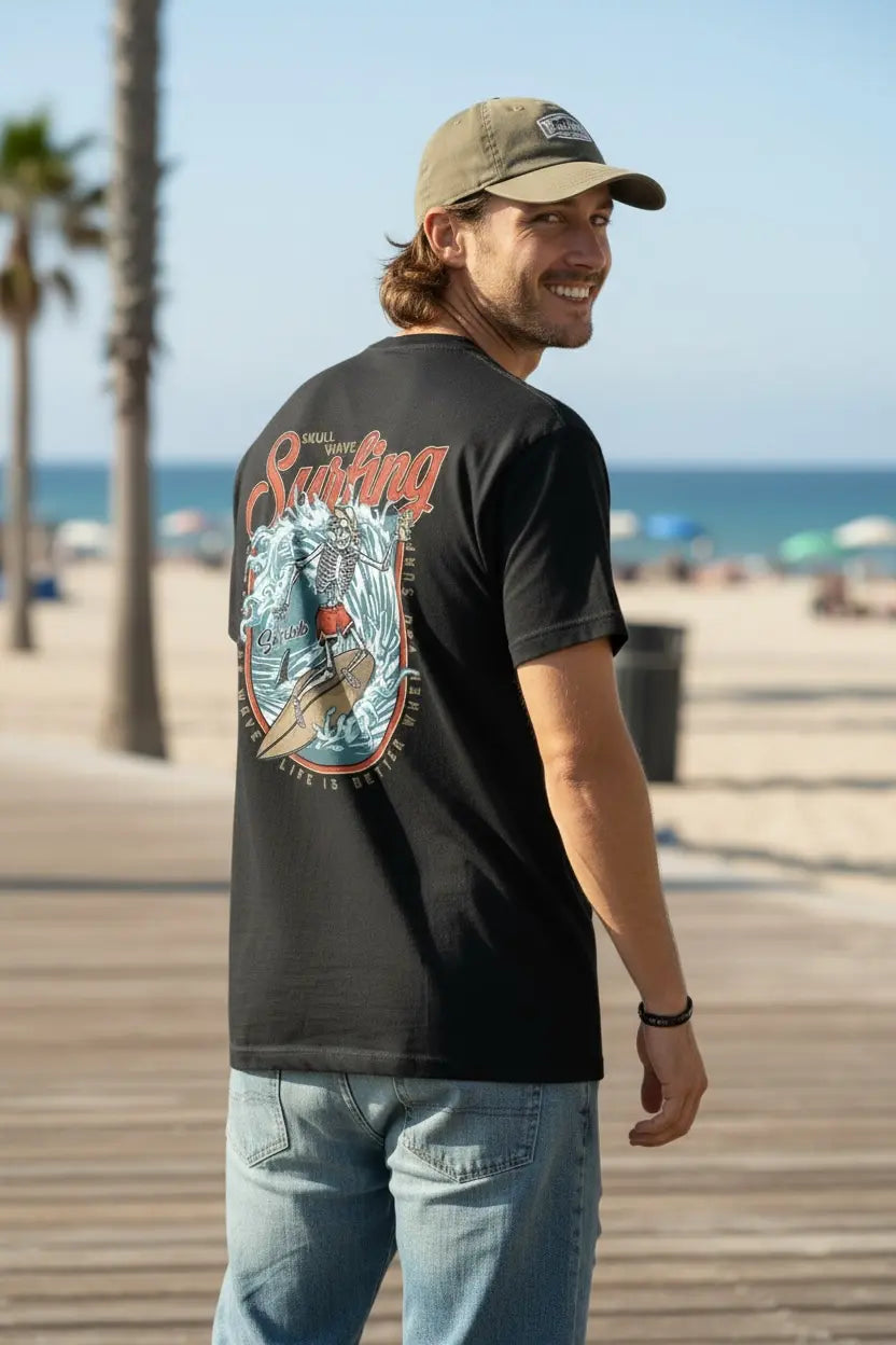 Skullwave Store Noir / S T-shirt Surf Homme Redshort | Édition Limitée Hossegor – Skullwave